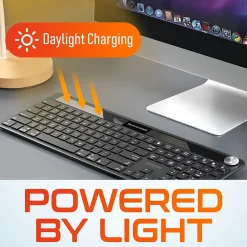 Delton KB90 Wireless Rechargeable Solar (Light) Powered Keyboard, Black (DKBSLR90)* Keyboards