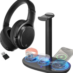 Delton M101 Wireless Noise Canceling Bluetooth Stereo Computer Headset and Stand, Black (DHSWC1101XD)* Headsets