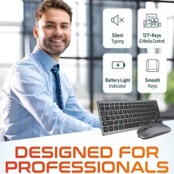 Delton N35 Portable/Travel/Small Wireless Keyboard and Mouse Combo, Silver (DKMKITMIN35-WB)* Ergonomic Keyboard & Mouse Sets