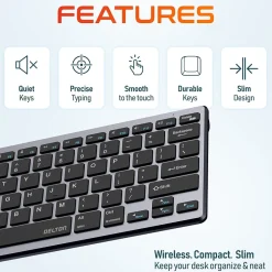 Delton N35 Portable/Travel/Small Wireless Keyboard and Mouse Combo, Silver (DKMKITMIN35-WB)* Ergonomic Keyboard & Mouse Sets
