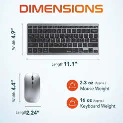 Delton N35 Portable/Travel/Small Wireless Keyboard and Mouse Combo, Silver (DKMKITMIN35-WB)* Ergonomic Keyboard & Mouse Sets