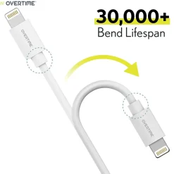 Delton Overtime USB-C/USB Wall & Car Chargers with Two Apple MFi Certified Cables for iPhone/iPad, White (CE14548A)