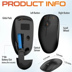 Delton S15 Wireless Ambidextrous Optical 2.4 GHz Mouse, Black (DMS15-WB)* Mice