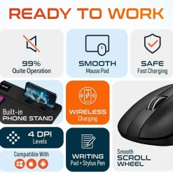 Delton S8/D101 Wireless Optical 2.4 GHz Mouse and Non-Skid Mouse Pad, Black (DMMPADKIT101)* Ergonomic Mice