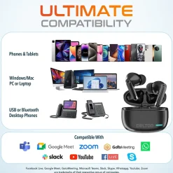 Delton T70 Wireless Noise Canceling Bluetooth Computer Earbuds, Black (DBHT70)* Headsets