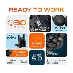 Delton Work Anywhere 35X Wireless Noise Canceling Bluetooth Over-the-Ear Headset Kit (DBND4WLS35X)* Headsets