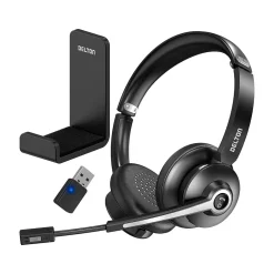 Delton 30X Wireless Noise Canceling Bluetooth Stereo Headset with Auto-Pair USB Dongle and Headset Hook (DBTHEAD30XBTDLHSAS1)* Headsets