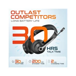 Delton 30X Wireless Noise Canceling Bluetooth Stereo Headset with Auto-Pair USB Dongle and Headset Hook (DBTHEAD30XBTDLHSAS1)* Headsets