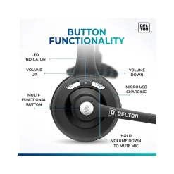 Delton 10X Wireless Noise-Canceling Bluetooth Over-the-Head Mono Computer Headset, Black (DBTHEAD10XBTDL)* Headsets