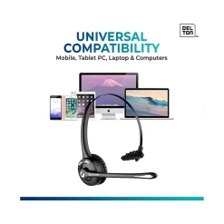 Delton 10X Wireless Noise-Canceling Bluetooth Over-the-Head Mono Computer Headset, Black (DBTHEAD10XBTDL)* Headsets