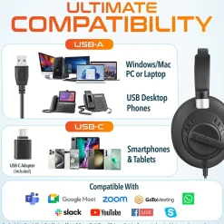 Delton 40Y Noise-Canceling Mono Over-the-Ear Headset, USB Type-A (DWH40YAC)* Headsets