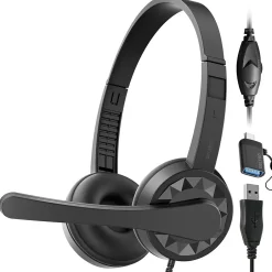 Delton 12Y Noise-Canceling Stereo On-Ear Headset, USB Type-A (DWH12YAC)* Headsets