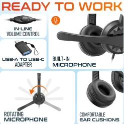 Delton 12Y Noise-Canceling Stereo On-Ear Headset, USB Type-A (DWH12YAC)* Headsets