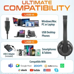 Delton 12Y Noise-Canceling Stereo On-Ear Headset, USB Type-A (DWH12YAC)* Headsets