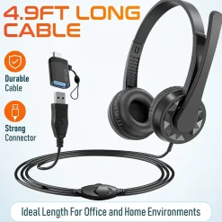 Delton 12Y Noise-Canceling Stereo On-Ear Headset, USB Type-A (DWH12YAC)* Headsets