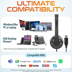 Delton 12Y Stereo On-Ear Computer Headset, USB Type-A (DWH12Y)* Headsets