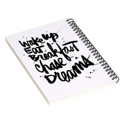 DENY Designs Wake Up by Kal Barteski Professional Notebooks, 5.5" x 8.25", Dotted, 40 Sheets, White (58761-NOBS01) Outlet