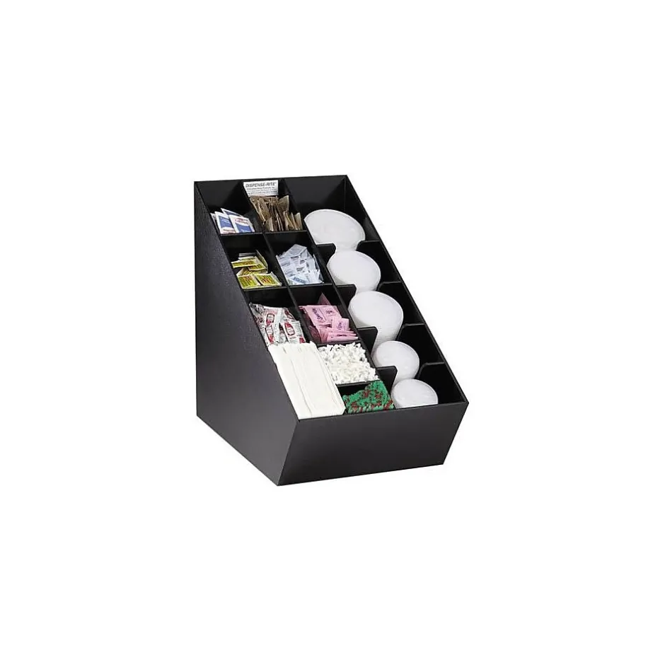 Coffee Organizers<Dispense-Rite Lid 14 Compartment, Straw and Condiment Organizer, Black (NLO-CTVL)
