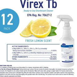 Virex Diversey TB Disinfectant Cleaner, RTU, Lemon Scent, 32 oz., 12/Carton (04743.)