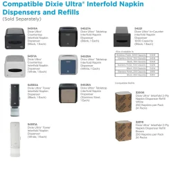 Napkins<Dixie Ultra Interfold 2-Ply Napkin Dispenser Refill by GP PRO, White, 250 Napkins /Pack, 24/Carton (32006)