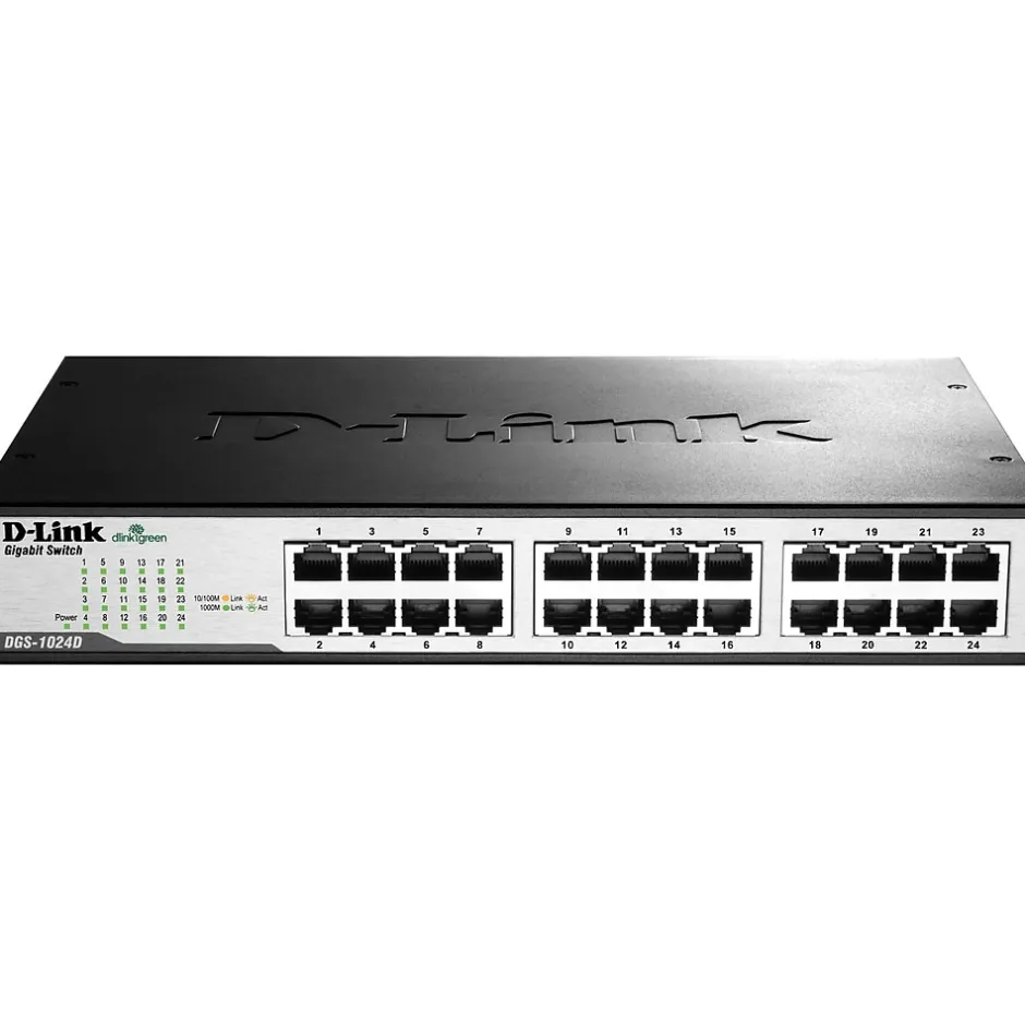 D-Link 24-Port Gigabit Ethernet Unmanaged Switch, 10/100/1000 Mbps, Black (DGS1024D)* Ethernet Switches & Splitters