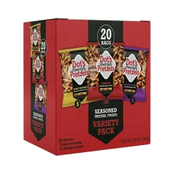 Pretzels<Dots Homestyle Original/Honey Mustard/Cinnamon Sugar Variety Pack Twist Pretzels, 1 oz., 20 Bags/Box (MP0005)