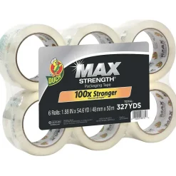Duck Max Strength Heavy-Duty Packing Tape, 1.88" x 54.6 yds., Clear, 6/Pack (241513)* Packing Tape
