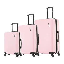 DUKAP Discovery 3-Piece Hardside Spinner Luggage Set, Pink (DKDISSML-PNK)
