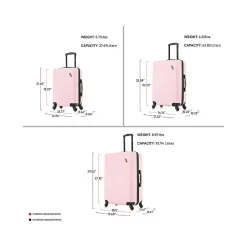 DUKAP Discovery 3-Piece Hardside Spinner Luggage Set, Pink (DKDISSML-PNK)