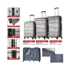 DUKAP Rodez 3-Piece Hardside Spinner Luggage Set, TSA Checkpoint Friendly, (DKRODSML-COA)