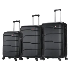 DUKAP Rodez 3-Piece Hardside Spinner Luggage Set, TSA Checkpoint Friendly, (DKRODSML-BLK)