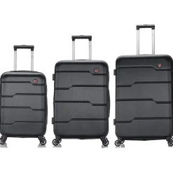 DUKAP Rodez 3-Piece Hardside Spinner Luggage Set, TSA Checkpoint Friendly, (DKRODSML-BLK)