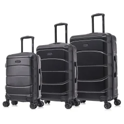 DUKAP Sense 3-Piece Hardside Spinner Luggage Set, (DKSENSML-BLK)