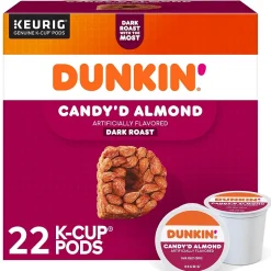 Keurig K-Cups<Dunkin' Candy'd Almond Coffee Keurig K-Cup Pods, Dark Roast, 22/Carton (5000375651)