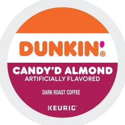 Keurig K-Cups<Dunkin' Candy'd Almond Coffee Keurig K-Cup Pods, Dark Roast, 22/Carton (5000375651)