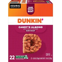 Keurig K-Cups<Dunkin' Candy'd Almond Coffee Keurig K-Cup Pods, Dark Roast, 22/Carton (5000375651)