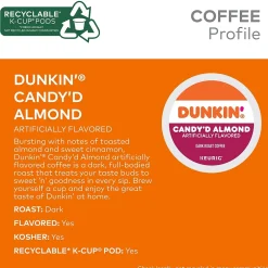 Keurig K-Cups<Dunkin' Candy'd Almond Coffee Keurig K-Cup Pods, Dark Roast, 22/Carton (5000375651)
