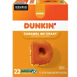 Keurig K-Cups<Dunkin' Caramel Me Crazy Coffee, Keurig K-Cup Pod, Medium Roast, 88/Carton (5000364900CT)