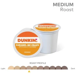 Keurig K-Cups<Dunkin' Caramel Me Crazy Coffee, Keurig K-Cup Pod, Medium Roast, 88/Carton (5000364900CT)