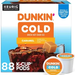 Keurig K-Cups<Dunkin' Cold Caramel Iced Coffee Keurig® K-Cup® Pods, Medium Dark Roast, 88/Carton (5000375314CT)