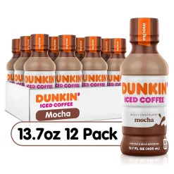 Coffee<Dunkin' Donuts Iced Mocha Coffee, 13.7 oz., 12/Carton (049000072389)