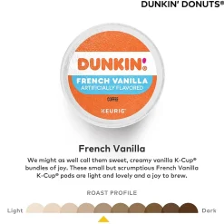 Keurig K-Cups<Dunkin' French Vanilla Coffee Keurig® K-Cup® Pods, Medium Roast, 22/Box (5000363272)