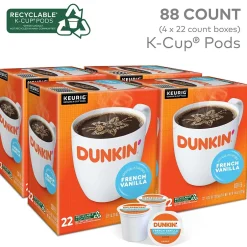 Keurig K-Cups<Dunkin' French Vanilla Coffee Keurig® K-Cup® Pods, Medium Roast, 88/Carton (400847)