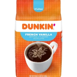 Coffee<Dunkin' French Vanilla Ground Coffee, Medium Roast, 18 oz. (SMU01645)