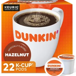 Keurig K-Cups<Dunkin' Hazelnut Coffee, Medium Roast, 0.37 oz. Keurig® K-Cup® Pods, 22/Box (400848)