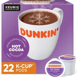 Keurig K-Cups<Dunkin' Milk Chocolate Hot Cocoa, 0.51 oz. Keurig® K-Cup® Pods, 22/Box (611247377215)