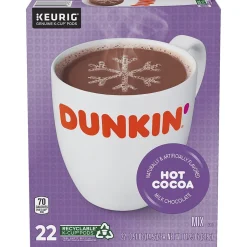 Keurig K-Cups<Dunkin' Milk Chocolate Hot Cocoa, 0.51 oz. Keurig® K-Cup® Pods, 22/Box (611247377215)