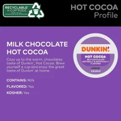 Keurig K-Cups<Dunkin' Milk Chocolate Hot Cocoa, 0.51 oz. Keurig® K-Cup® Pods, 22/Box (611247377215)