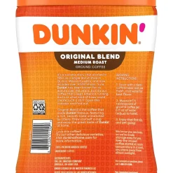 Coffee<Dunkin' Original Blend Ground Coffee, Medium Roast, 30 oz. Canister (8133401102)