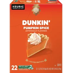 Keurig K-Cups<Dunkin' Pumpkin Spice Coffee Keurig® K-Cup® Pods, Light Roast, 22/Box (5000202812)